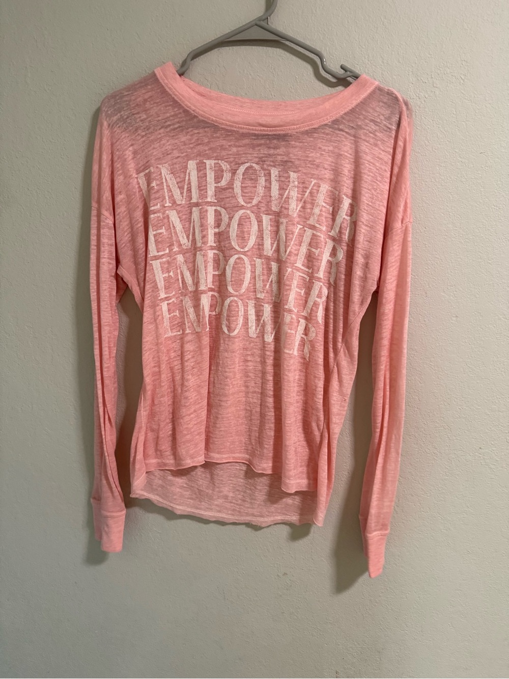 Poof “Empower” Graphic Long Sleeve Tee Pink XS